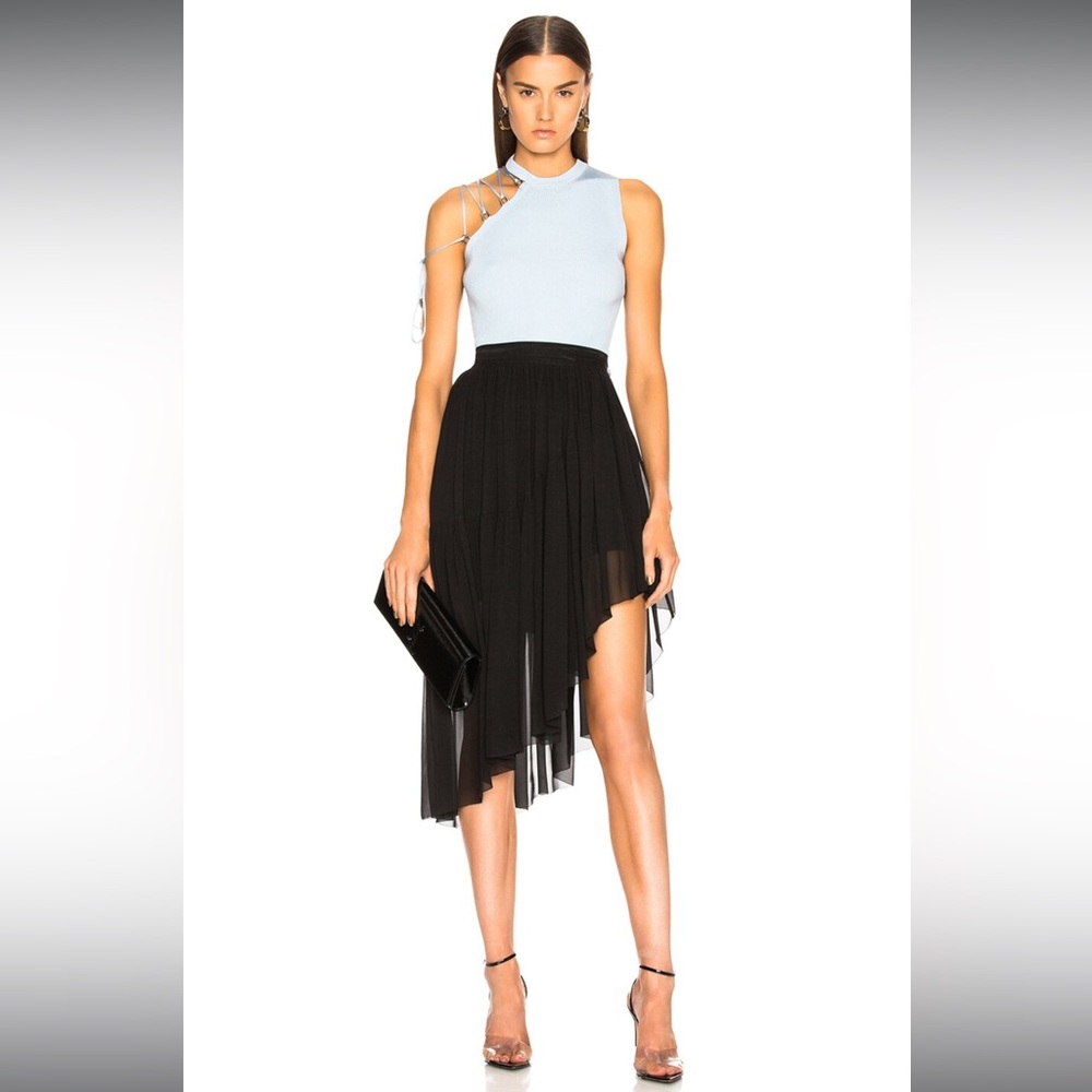 NWT Mugler $1,880 Silk Black Asymmetrical Women's Skirt